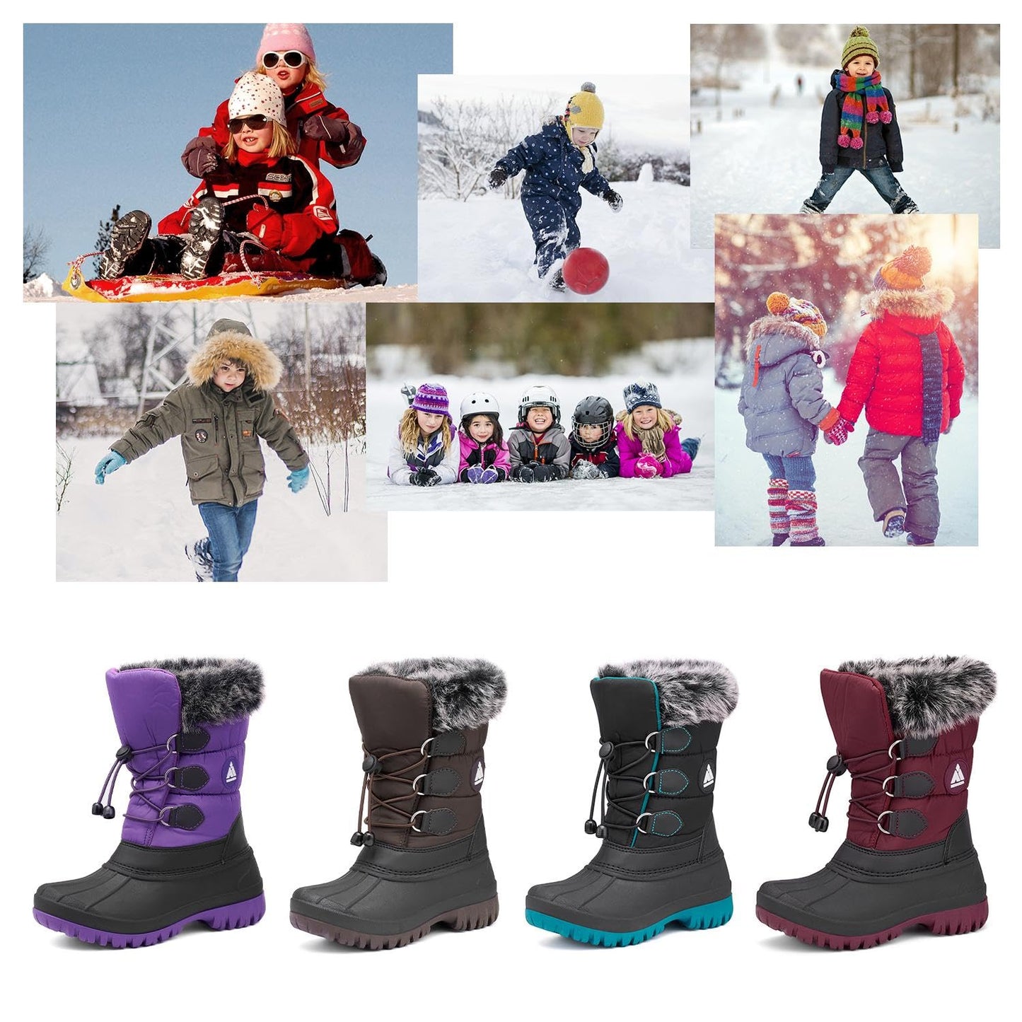 Mishansha Kinder Winterstiefel Gefüttert Wasserdichte Rutschfest Schneestiefel für Mädchen Jungen 