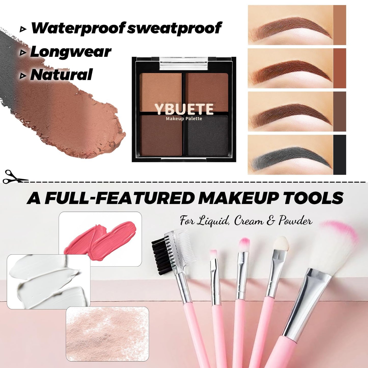 YBUETE Make-up Set für Teenager, Mädchen und Frauen - Tragbares Reise-Kosmetik-Set für Anfänger und Profis 