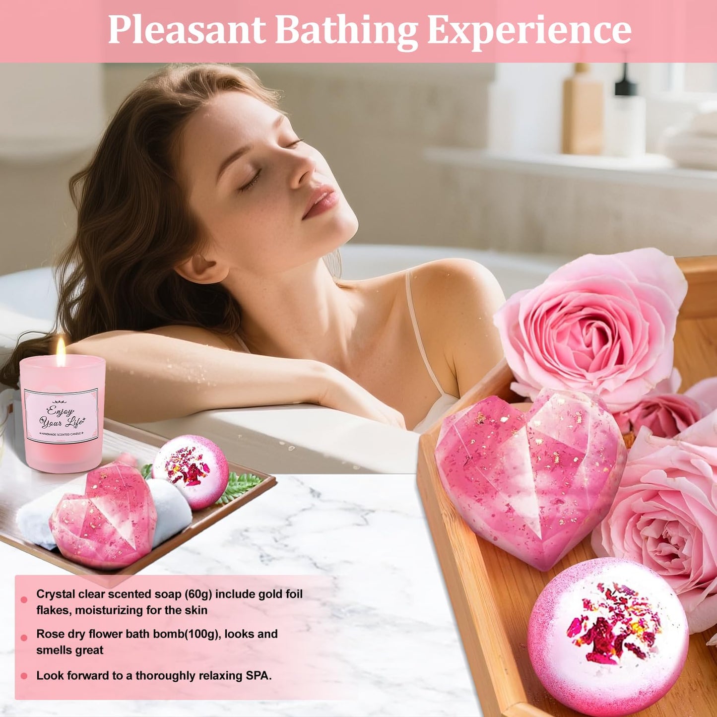 Geschenkset für Mama, Freundin, Schwester, Kaffeebecher und Geschenkset Bad-Entspannung 