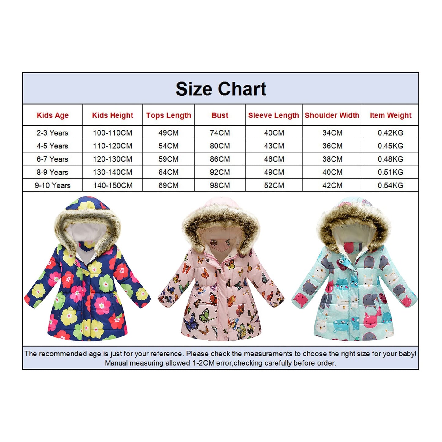 Winter Jacket Girls' Floral Warm Winter Coat Children's Jacket