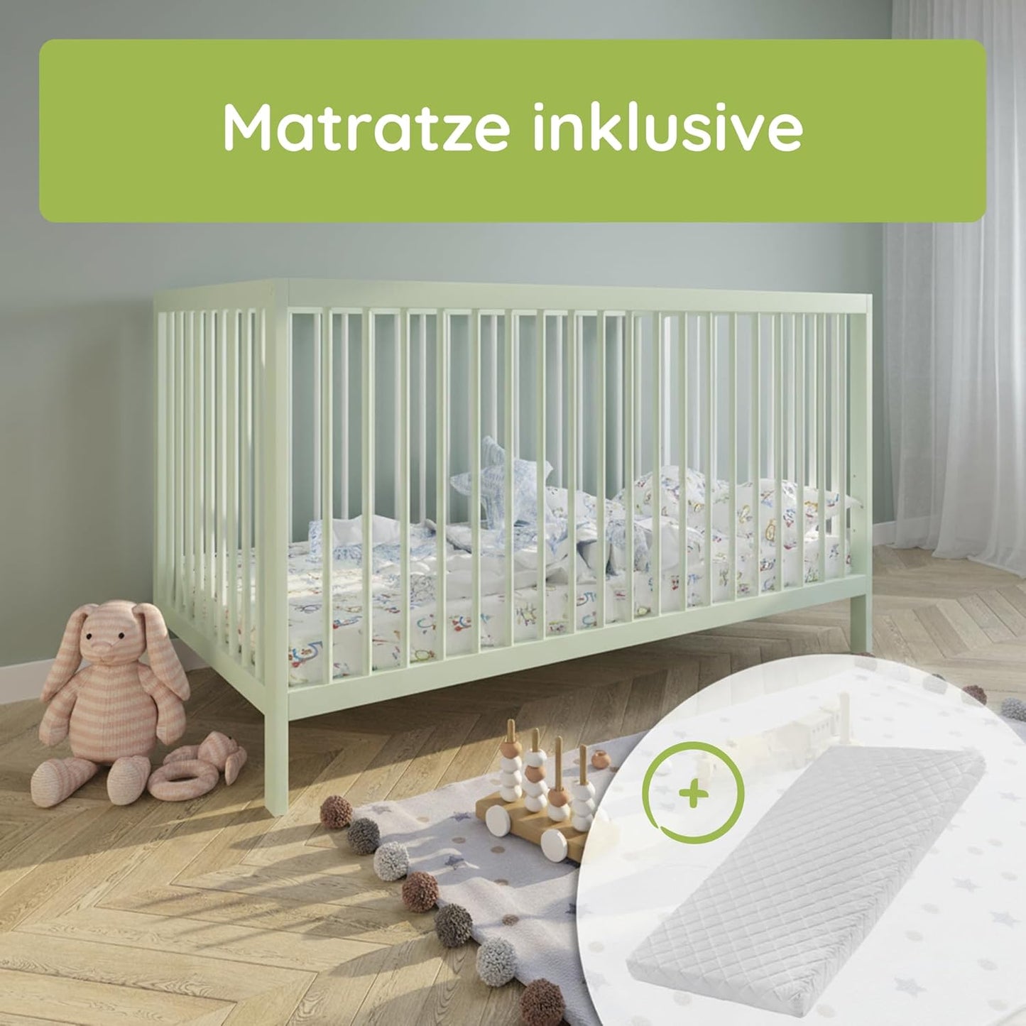Kids Collective Babybett 60x120 | 70x140 cm, höhenverstellbar 
