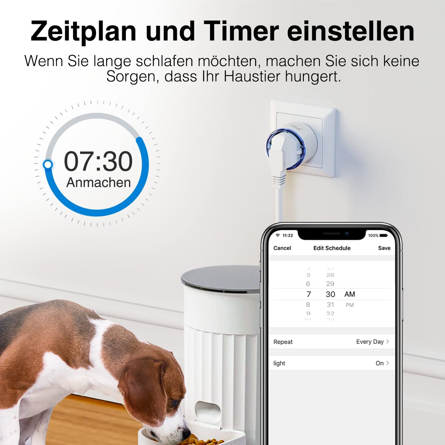 Intelligente WLAN-Steckdose, kleinste Smart-Home-Steckdose mit Strommessung