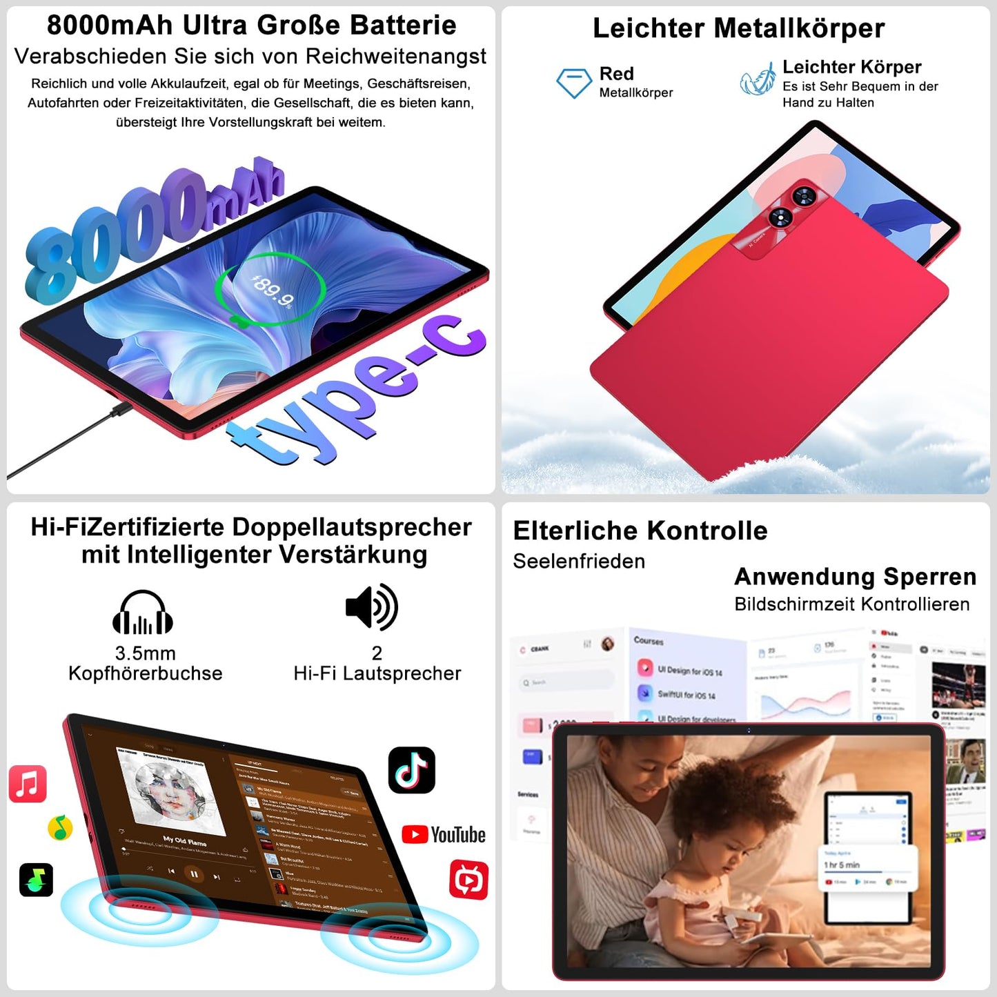 11-Zoll-Android-Tablet mit 24 GB RAM, 256 GB ROM, TF 1 TB, Octa-Core-Prozessor, GMS, 5G, WiFi 6 und Bluetooth 5.0 