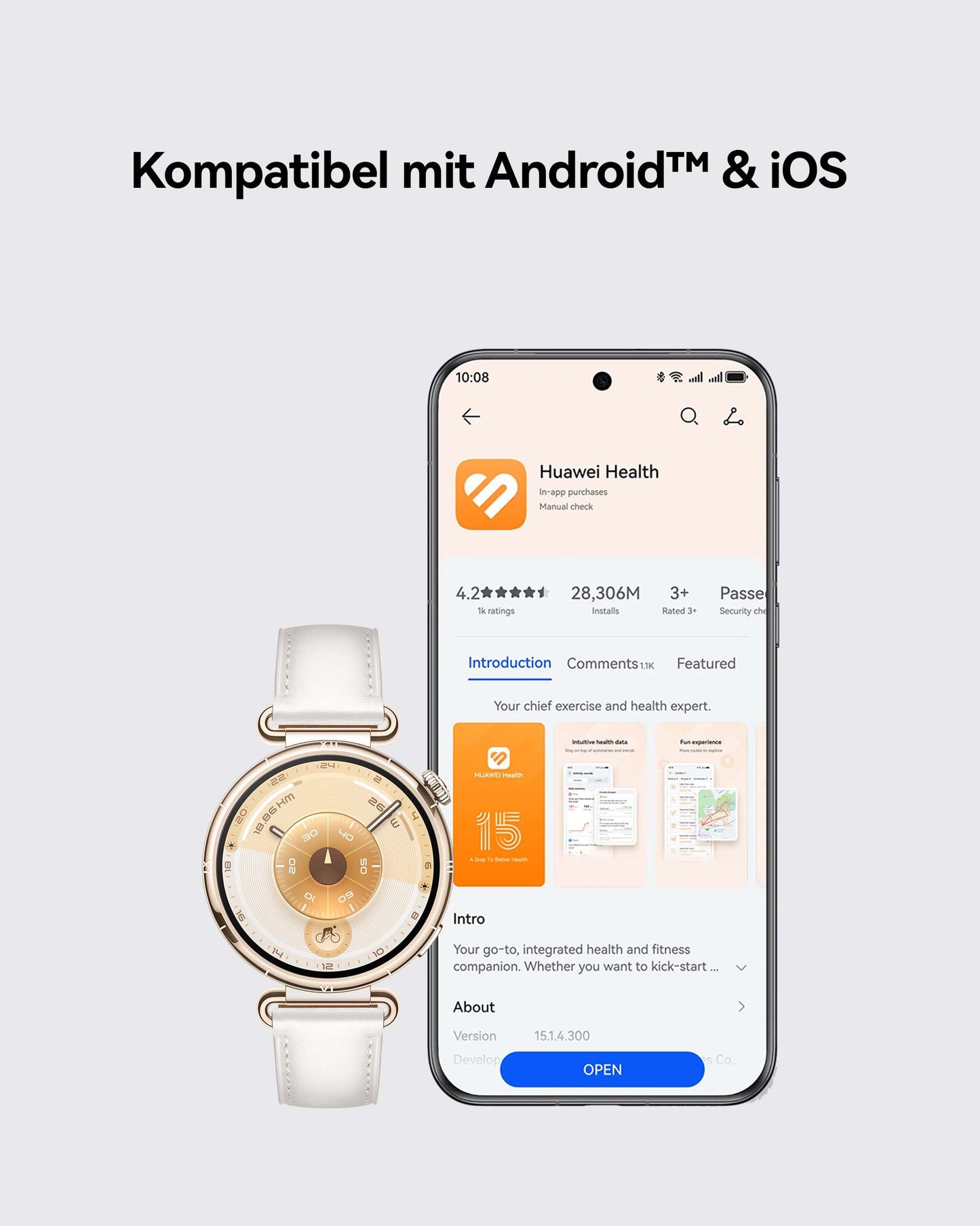 HUAWEI Watch GT 6 Pro Smartwatch, GPS, EKG, 1,47 Zoll AMOLED-Display, bis zu 21 Tage Akkulaufzeit, umfassende Fahrradfunktionen, über 100 Sportmodi, kompatibel mit Android und iOS 