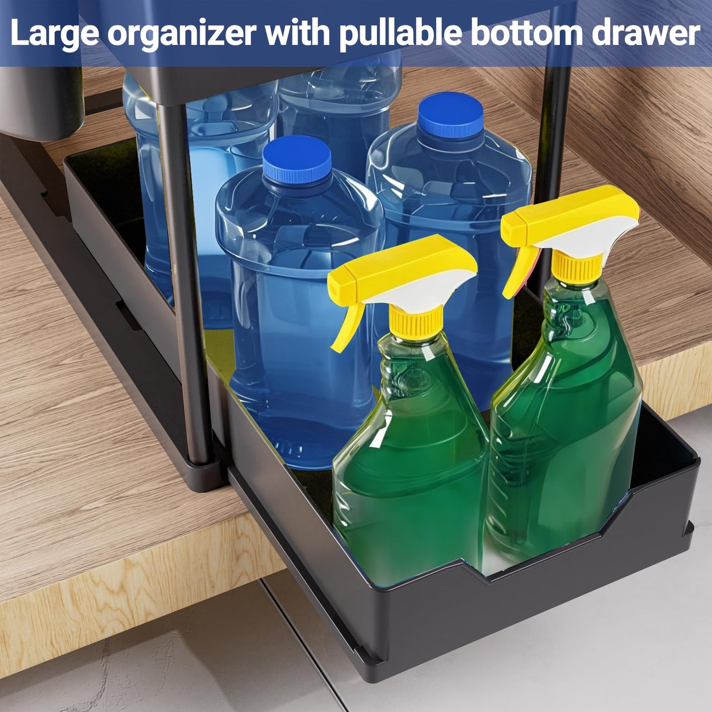 Puricon Unter Waschbecken Regal Spülschrank Organizer, 2 Etagen Standregal Küche Arbeitsplatte Regal Organizer 