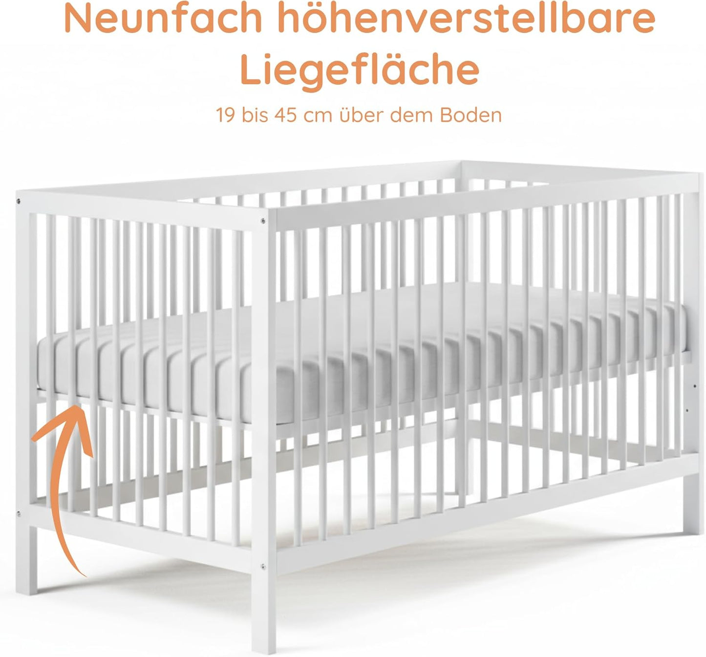 Kids Collective Babybett 60x120 | 70x140 cm, höhenverstellbar 