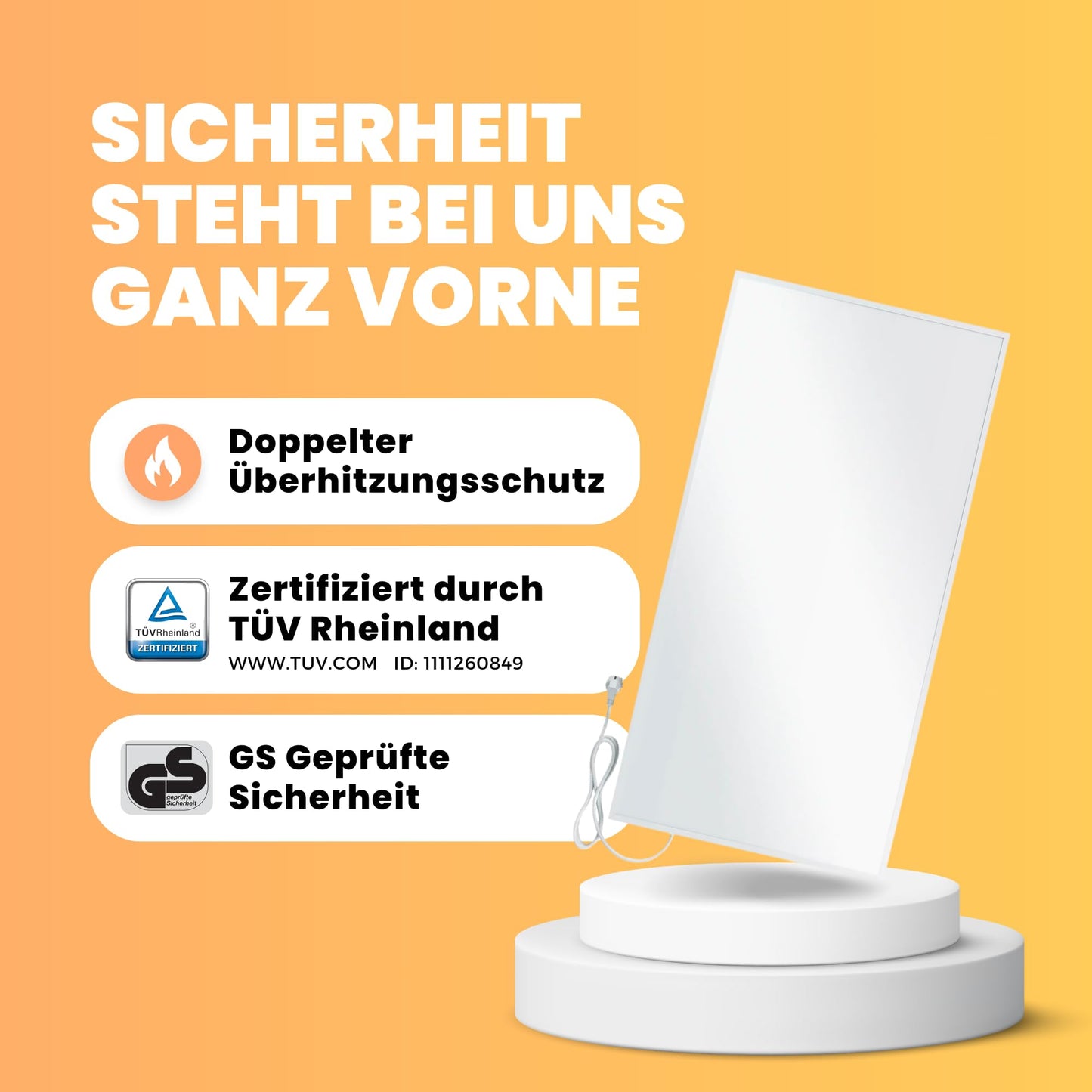 BR Bringer Infrarotheizung, 600 Watt, elektrische Infrarotheizung, energiesparend, TÜV GS-geprüft, deutsche Qualitätsmarke 