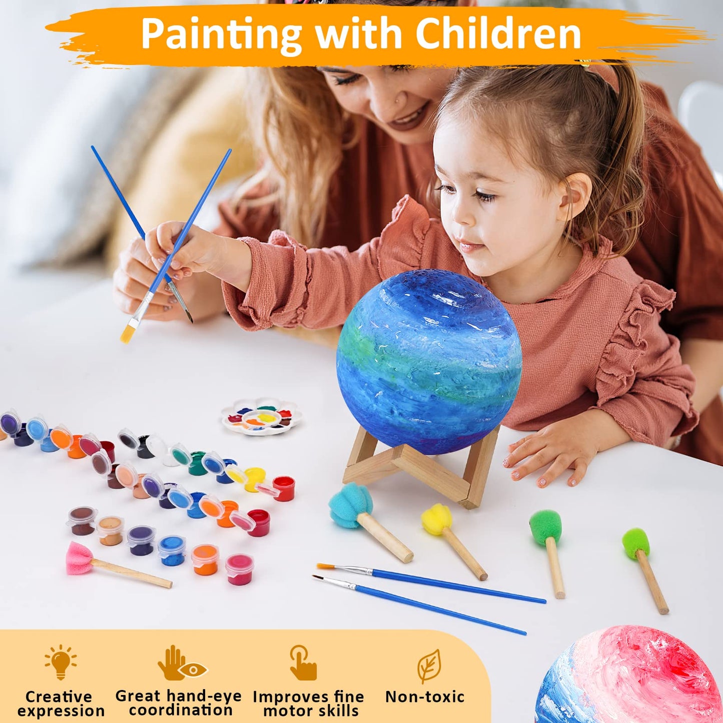 Balkan-Mondlampe 3D-Druck - Dimmbare USB-Lade-Touch-Lampe für Kinder und Paare - Romantisches Geschenk zum Geburtstag und fürs Schlafzimmer (3,5 Zoll) 