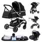 YAZOCO kinderwagen 3 in 1 Buggy Babybett Komplett Set Einem Klick Zusammenklappbarer Kinderwagen, KombiKinderwagen Aluminiumrahmen für Neugeborene 