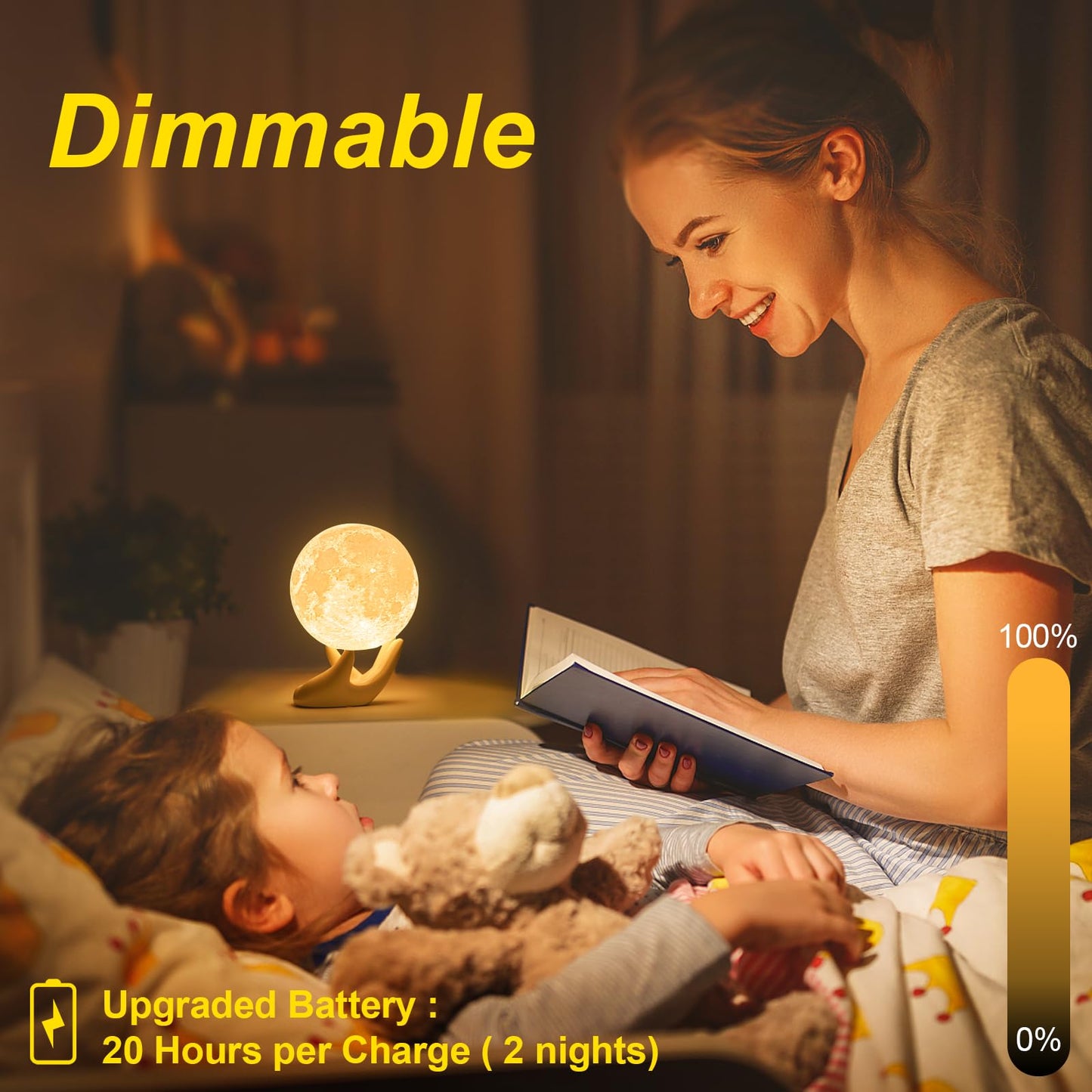 Balkan-Mondlampe 3D-Druck - Dimmbare USB-Lade-Touch-Lampe für Kinder und Paare - Romantisches Geschenk zum Geburtstag und fürs Schlafzimmer (3,5 Zoll) 