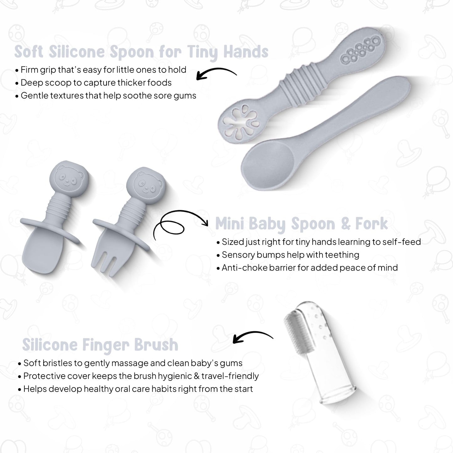 11-teiliges Babygeschirr-Set mit LED-Beleuchtung, Zubehör für Kleinkinder, Baby-Fütterungsset 