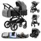 YAZOCO kinderwagen 3 in 1 Buggy Babybett Komplett Set Einem Klick Zusammenklappbarer Kinderwagen, KombiKinderwagen Aluminiumrahmen für Neugeborene 