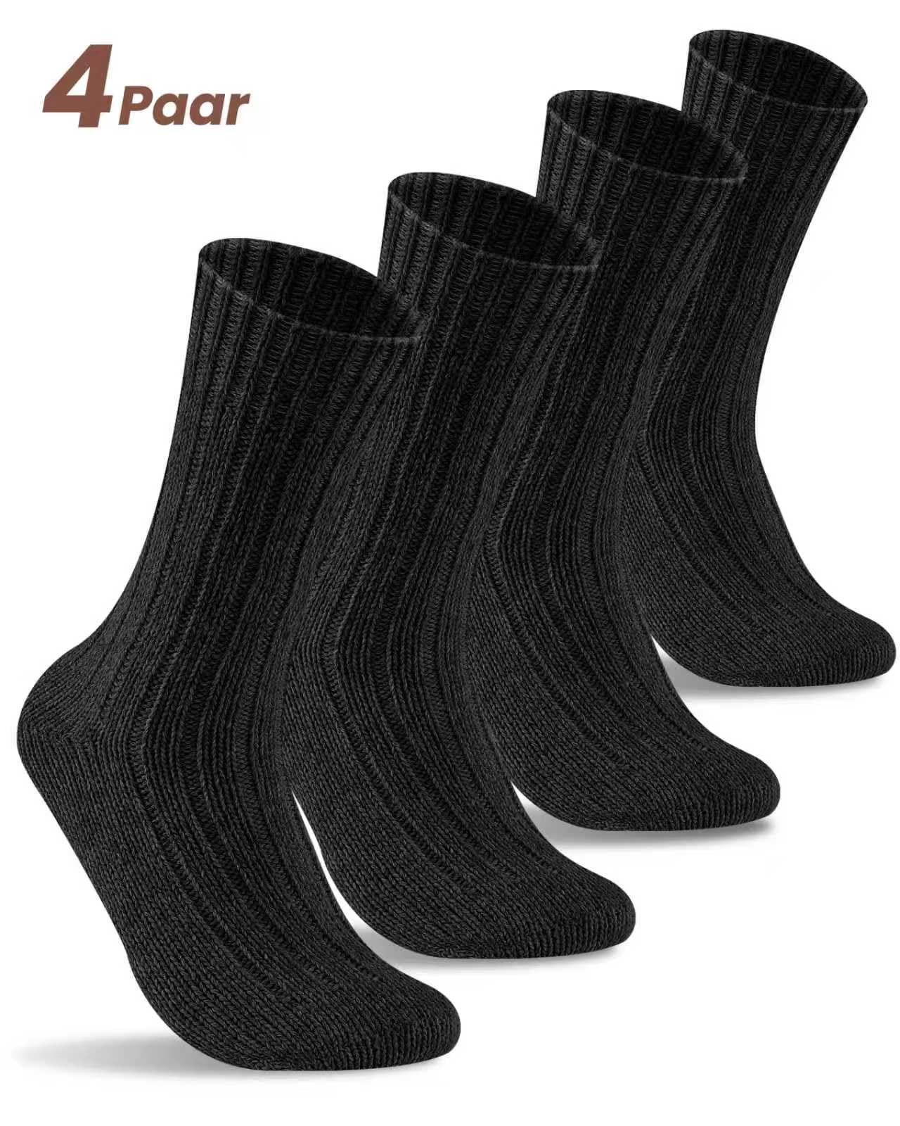 4 Paar Alpaka Socken für Herren Damen, atmungsative Thermosocken Extra Warm, Dicke Wintersocken mit Alpakawolle 
