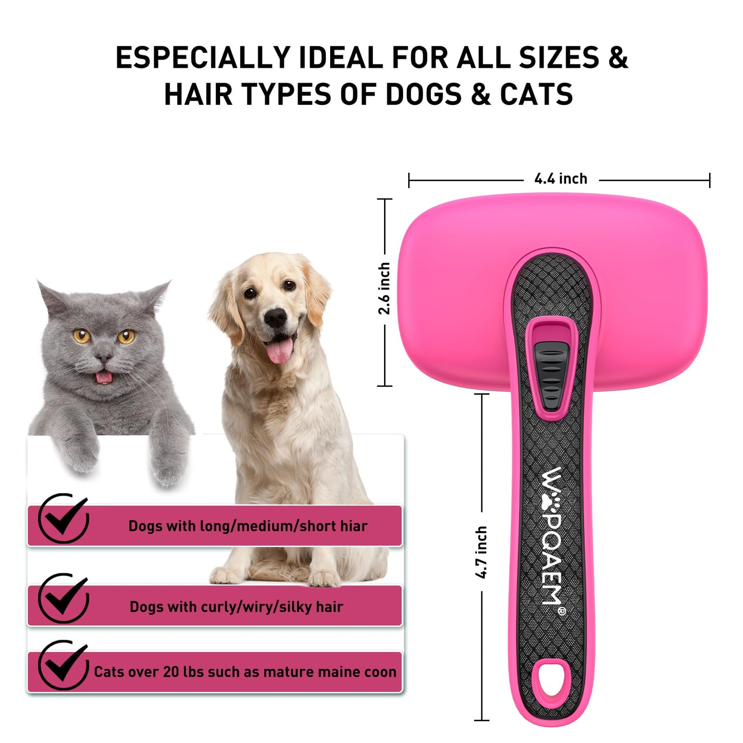 Hundebürste für Hunde und Katzen, selbstreinigend, Katzenbürste für Unterwäsche und Fell 