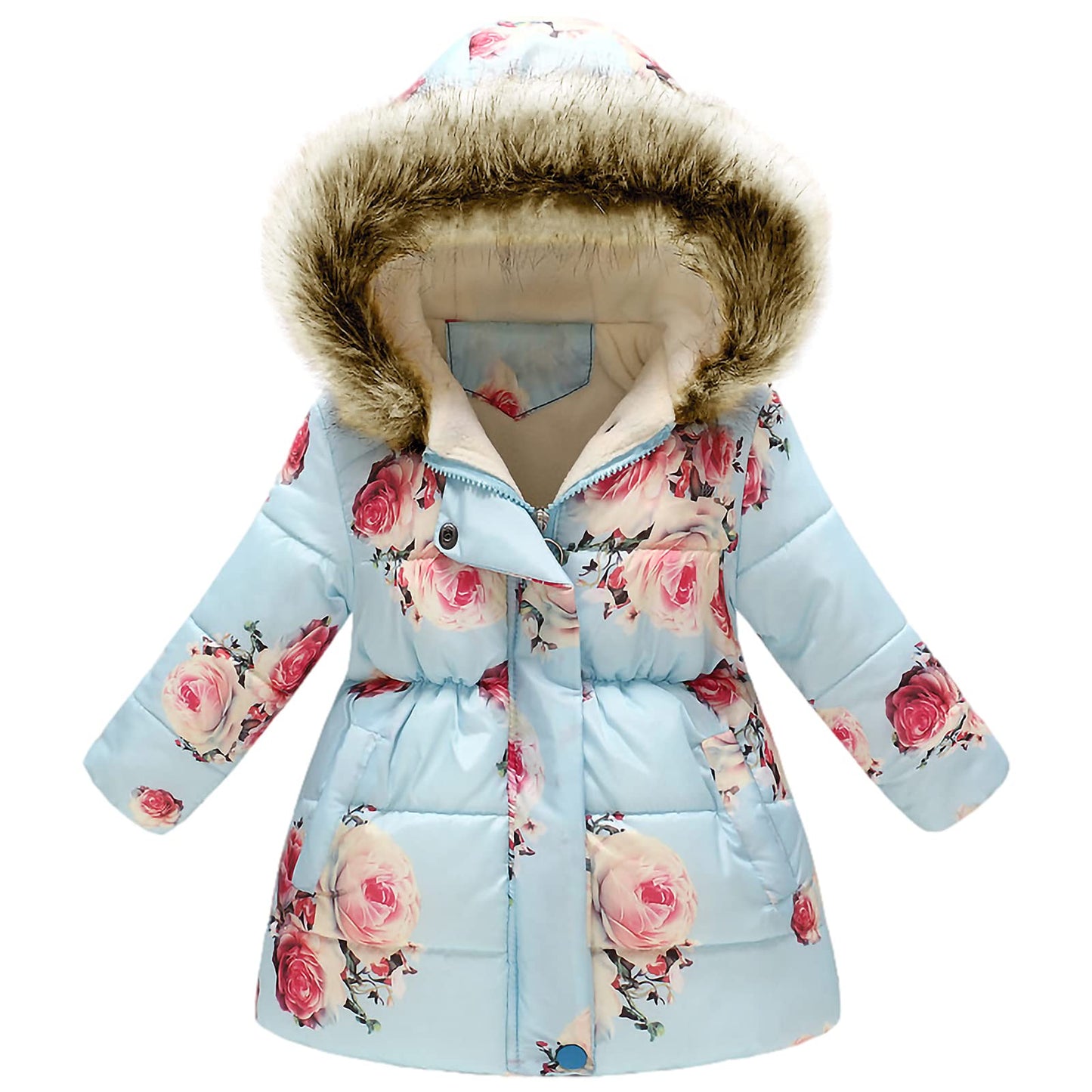 Winter Jacket Girls' Floral Warm Winter Coat Children's Jacket