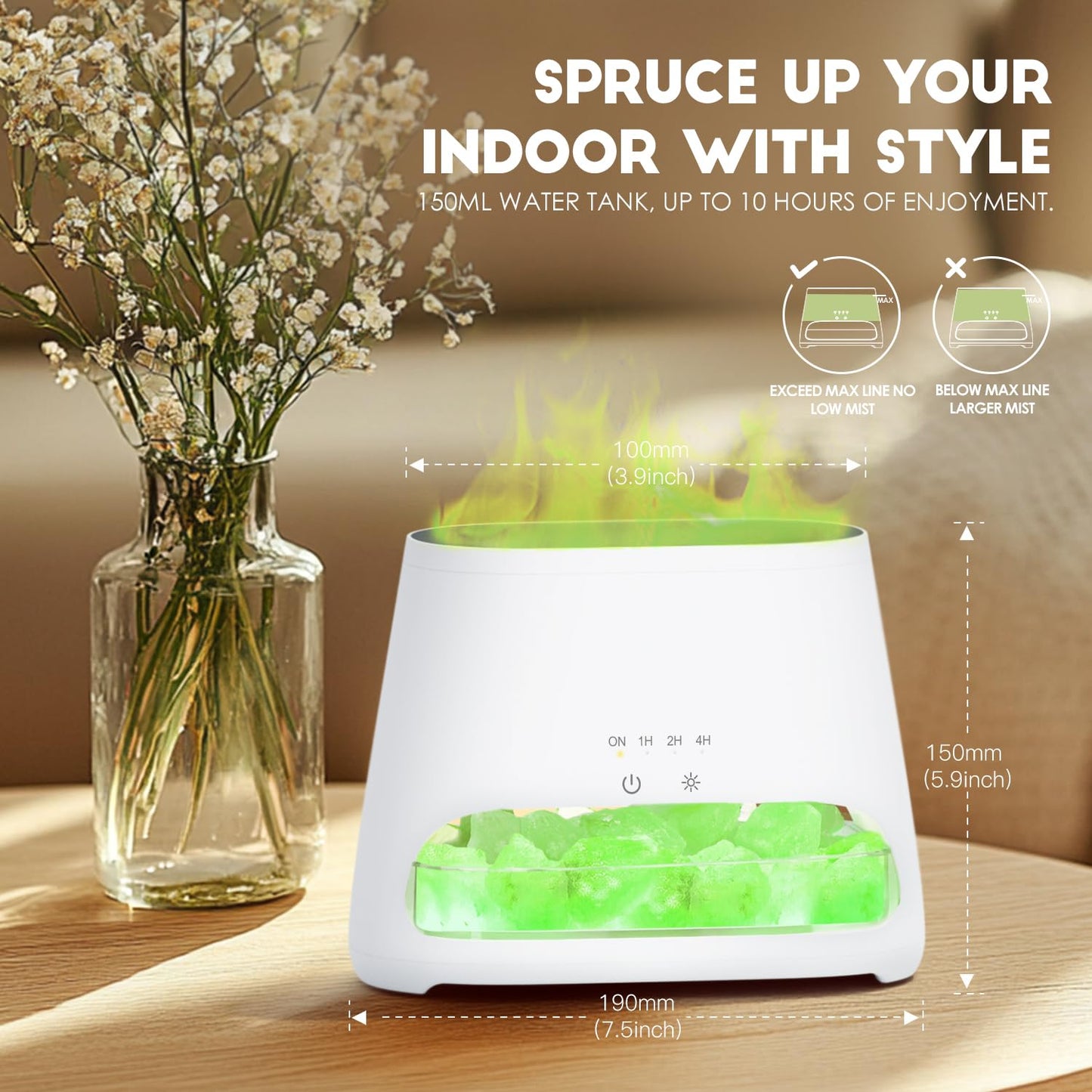 2-in-1 Aroma-Diffusor &amp; Salz-Serie Pakistan Light, Flammeneffekt für ätherische Öle, Luftbefeuchter mit 3 Helligkeitsstufen, 150 ml