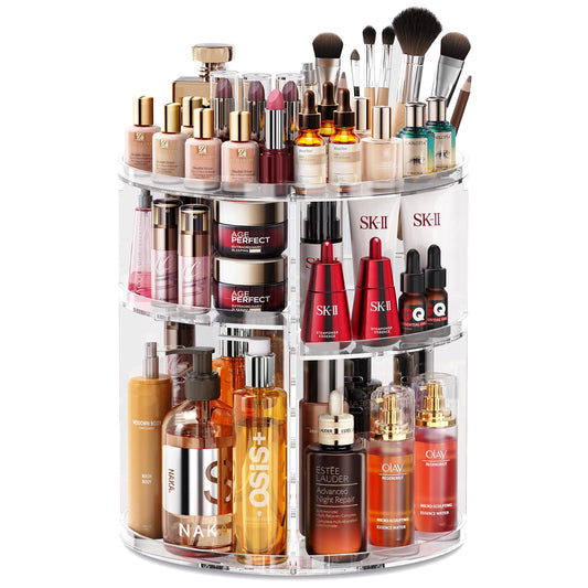 Auxmir Schminktisch Organizer mit 9 einstellbaren Stufen, Make Up Organizer 360° Drehbar, Extra Größer Kosmetik Hautpflege Organisieren 