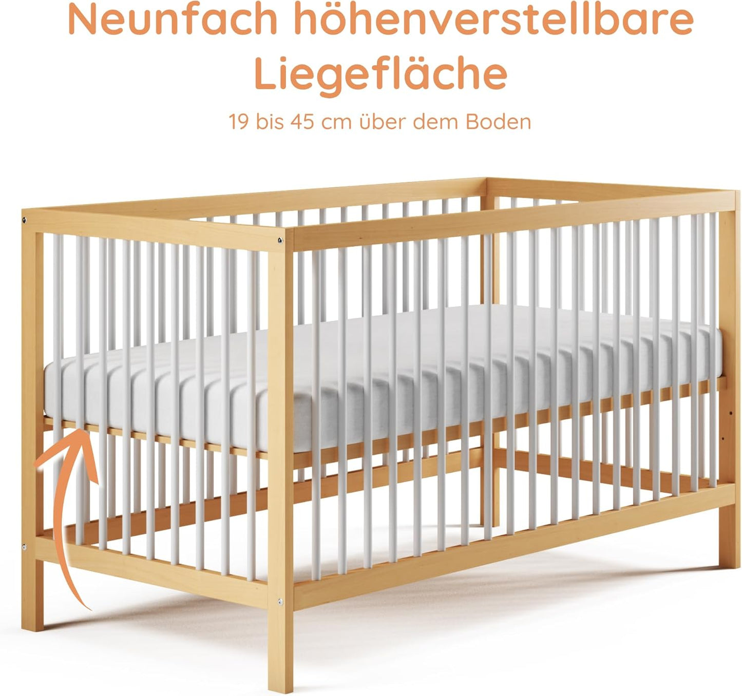 Kids Collective Babybett 60x120 | 70x140 cm, höhenverstellbar 