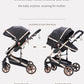 Reenborn 3-in-1 Kinderwagen, Buggy mit zwei umkehrbaren Schiebemodi, Kinderwagen mit Gestell aus Aluminiumlegierung, Babywagen, 3-in-1 Komplettset mit Ein-Klick-Faltmechanismus 