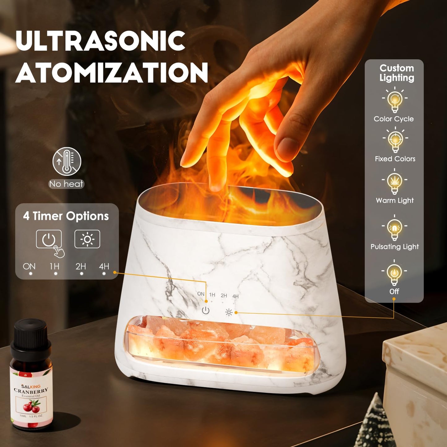 2-in-1 Aroma-Diffusor &amp; Salz-Serie Pakistan Light, Flammeneffekt für ätherische Öle, Luftbefeuchter mit 3 Helligkeitsstufen, 150 ml