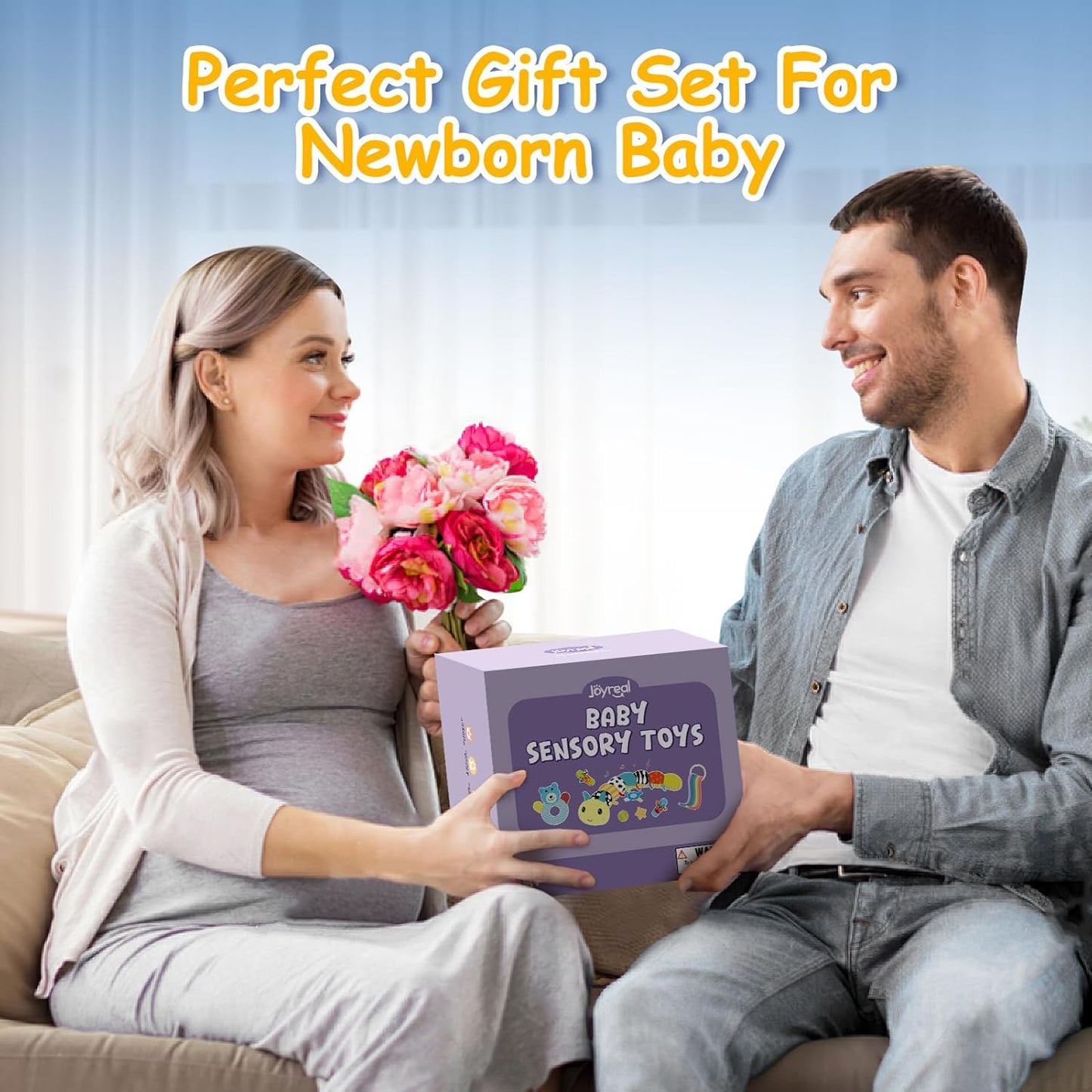 Babyspielzeug, Spielzeugset für 0-6 Monate, 10-teiliges Set für sensorische Spielzeuge für Neugeborene, musikalisches Baby-Raupenspielzeug 