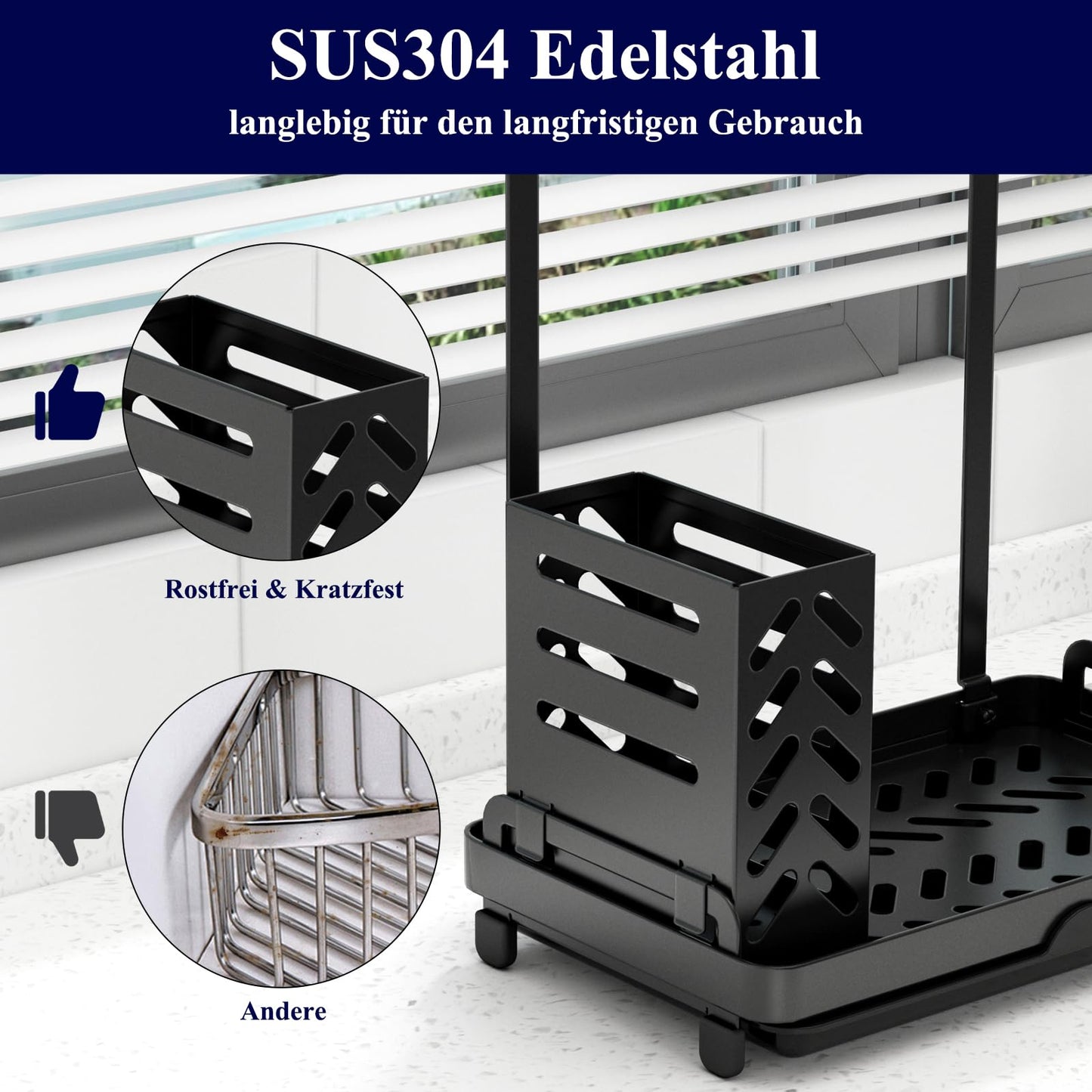 Kitsure Küchenorganizer – Multifunktionaler Küchenorganizer mit herausnehmbarer Ablageschale 