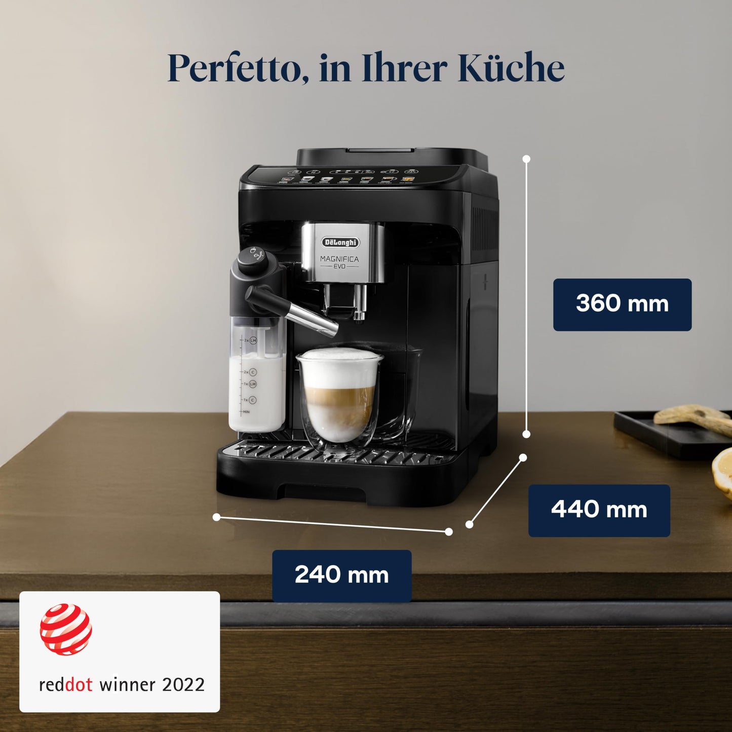 De'Longhi Kaffeevollautomat mit LatteCrema Milchsystem, 7 Direktwahltasten für Cappuccino, Espresso 
