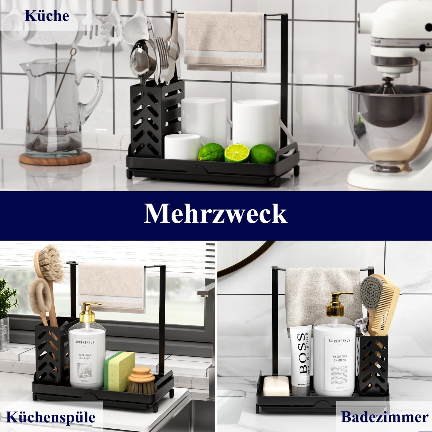 Kitsure Küchenorganizer – Multifunktionaler Küchenorganizer mit herausnehmbarer Ablageschale 