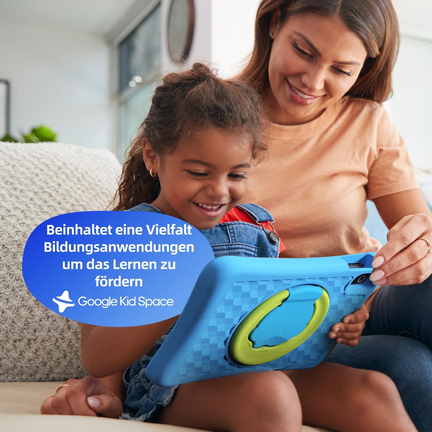 Kinder Kinder-Tablet 10 Zoll mit Android 14 Octa-Core-Prozessor, 4 GB RAM + 64 GB ROM (1 TB TF-Karte) mit Kindersicherungs-App, 6000 mAh Akku, WLAN 