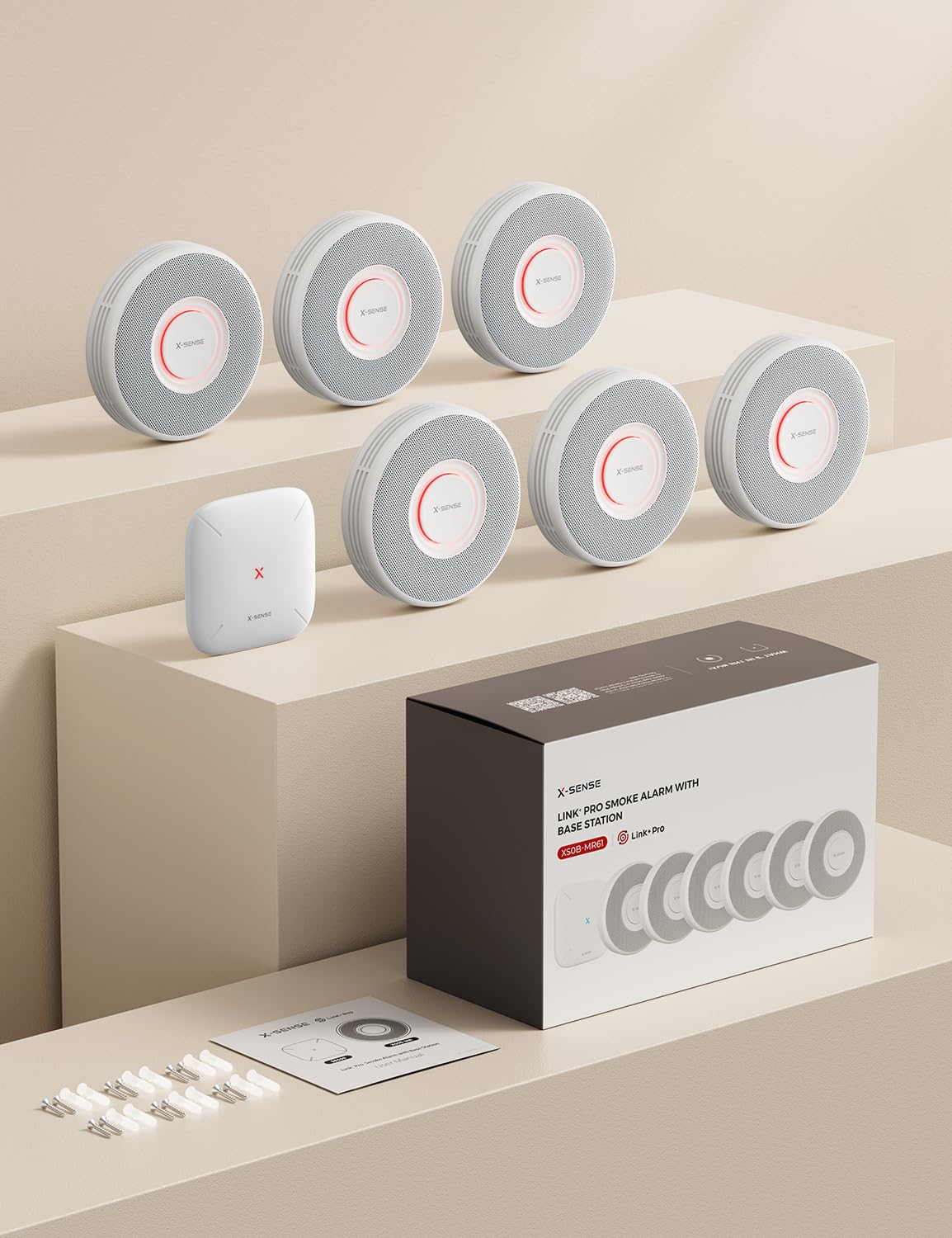 X-Sense Smarter Rauchmelder WLAN mit Sprachausgabe und 17 Standorten, Feuermelder, Rauchmelder, Brandmelder 6 Stück 