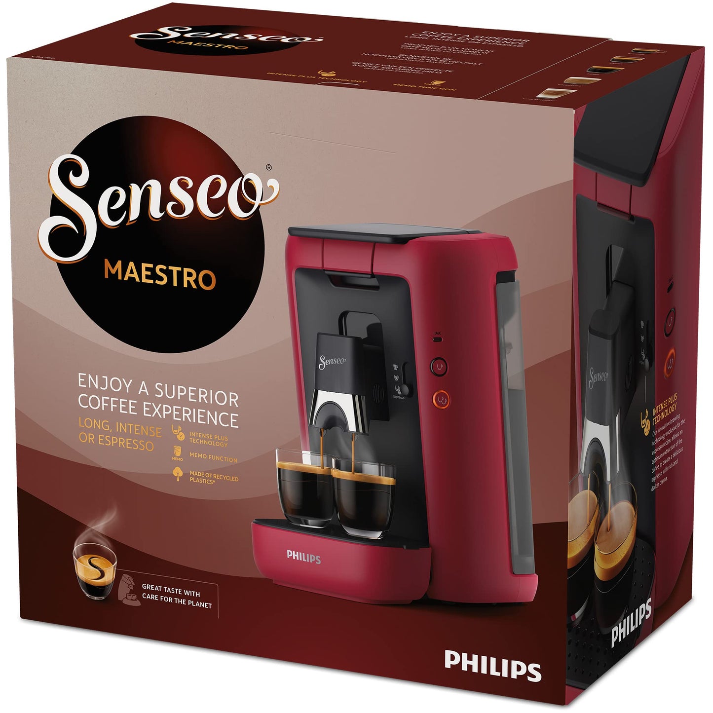 Philips Senseo Maestro Kapselmaschine – Hochwertiger Espresso, umweltfreundliches Design, 1,2-Liter-Wassertank 