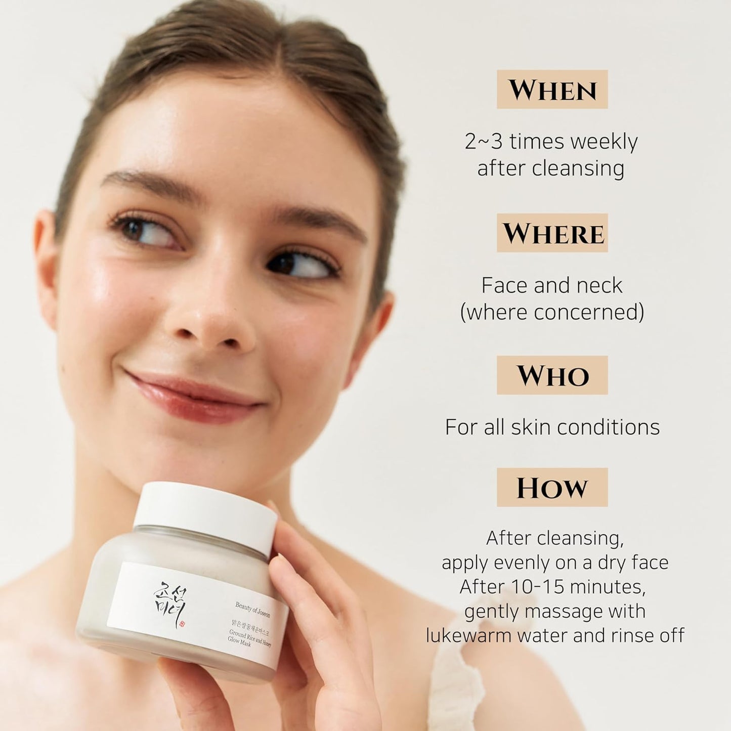 Beauty of Joseon Reis- und Honig-Glow-Maske zur Pflege für trockene, empfindliche Haut, für Männer und Frauen, 150 ml 