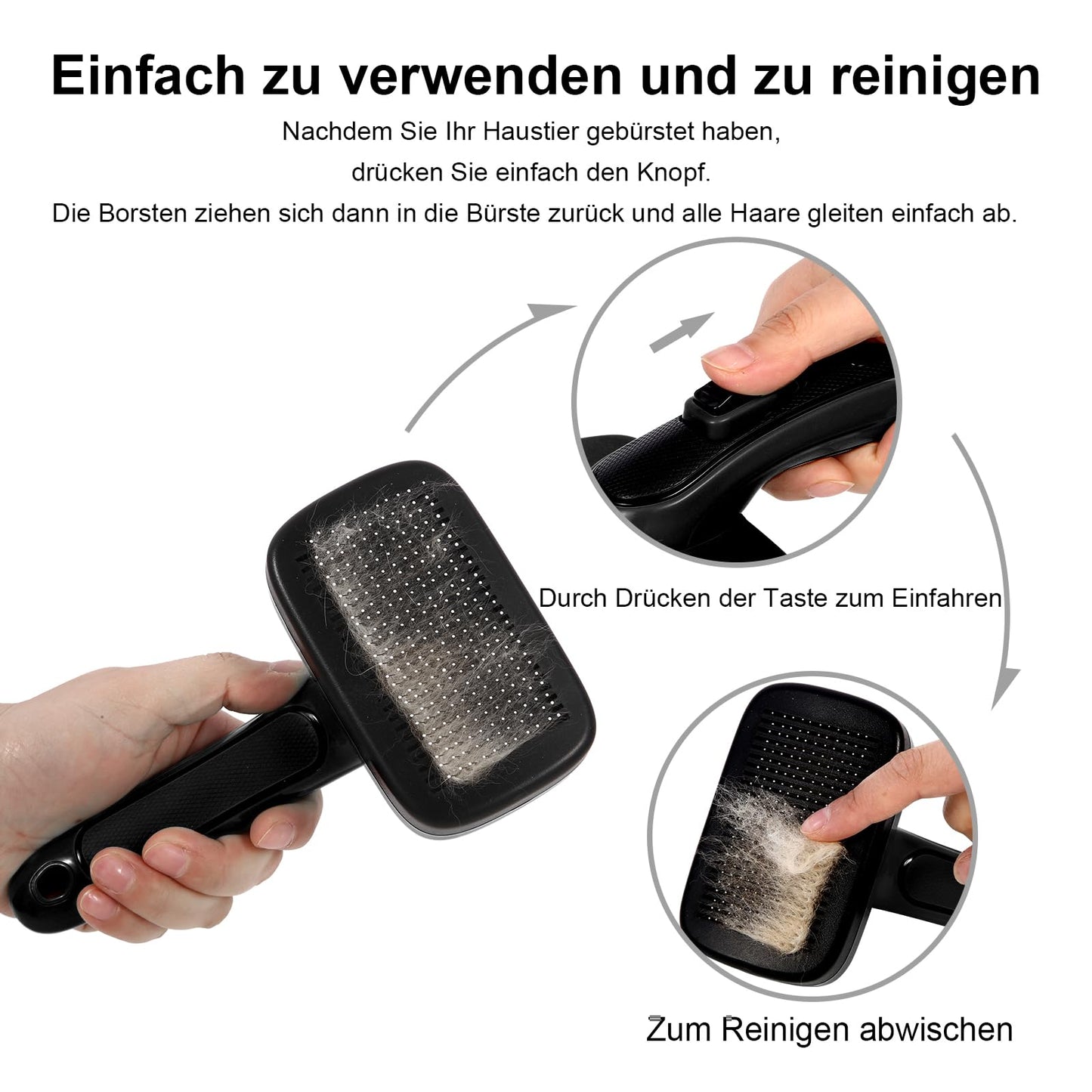 Hundebürste für Hunde und Katzen, selbstreinigend, Katzenbürste für Unterwäsche und Fell 