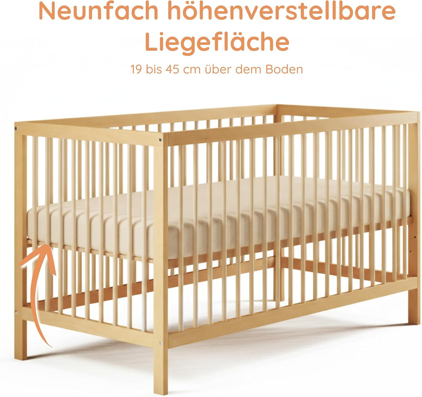 Kids Collective Babybett 60x120 | 70x140 cm, höhenverstellbar 