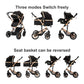 Reenborn 3-in-1 Kinderwagen, Buggy mit zwei umkehrbaren Schiebemodi, Kinderwagen mit Gestell aus Aluminiumlegierung, Babywagen, 3-in-1 Komplettset mit Ein-Klick-Faltmechanismus 