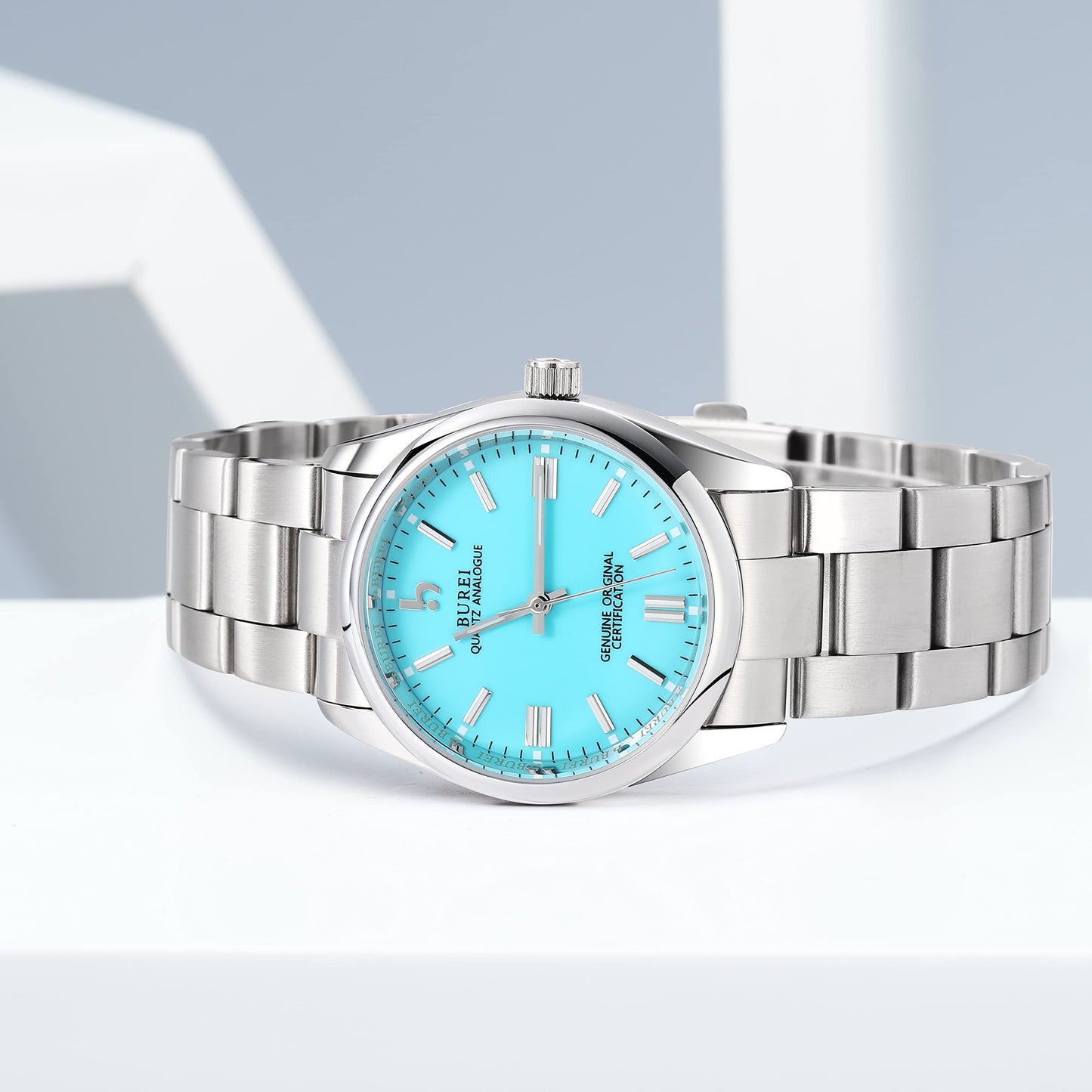 BUREI Women's Fashion Watch Analogue Quartz Steel Women Watch Business Dress