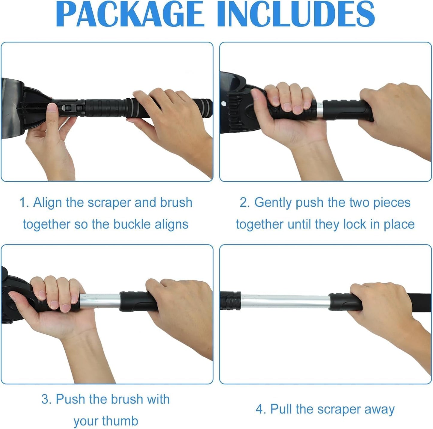 Multifunktionaler Schneebesen Eiskratzer Auto, Wärmender Scheibenkratzer mit Handschuh Auto 