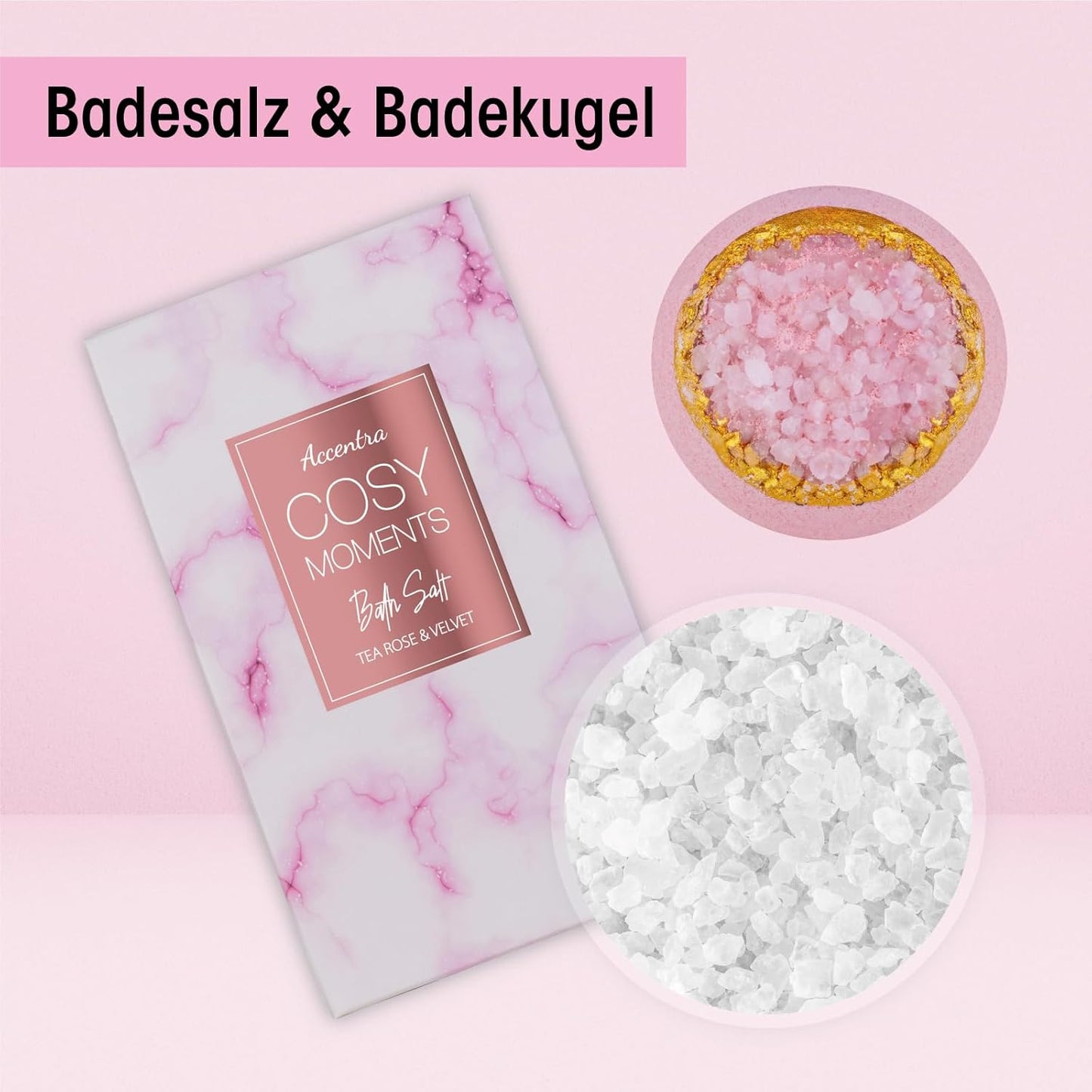 Accentra - COSY MOMENTS Bade- &amp; Duschset in Rosé - Geschenk Set zur Entspannung für Frauen zum Geburtstag 