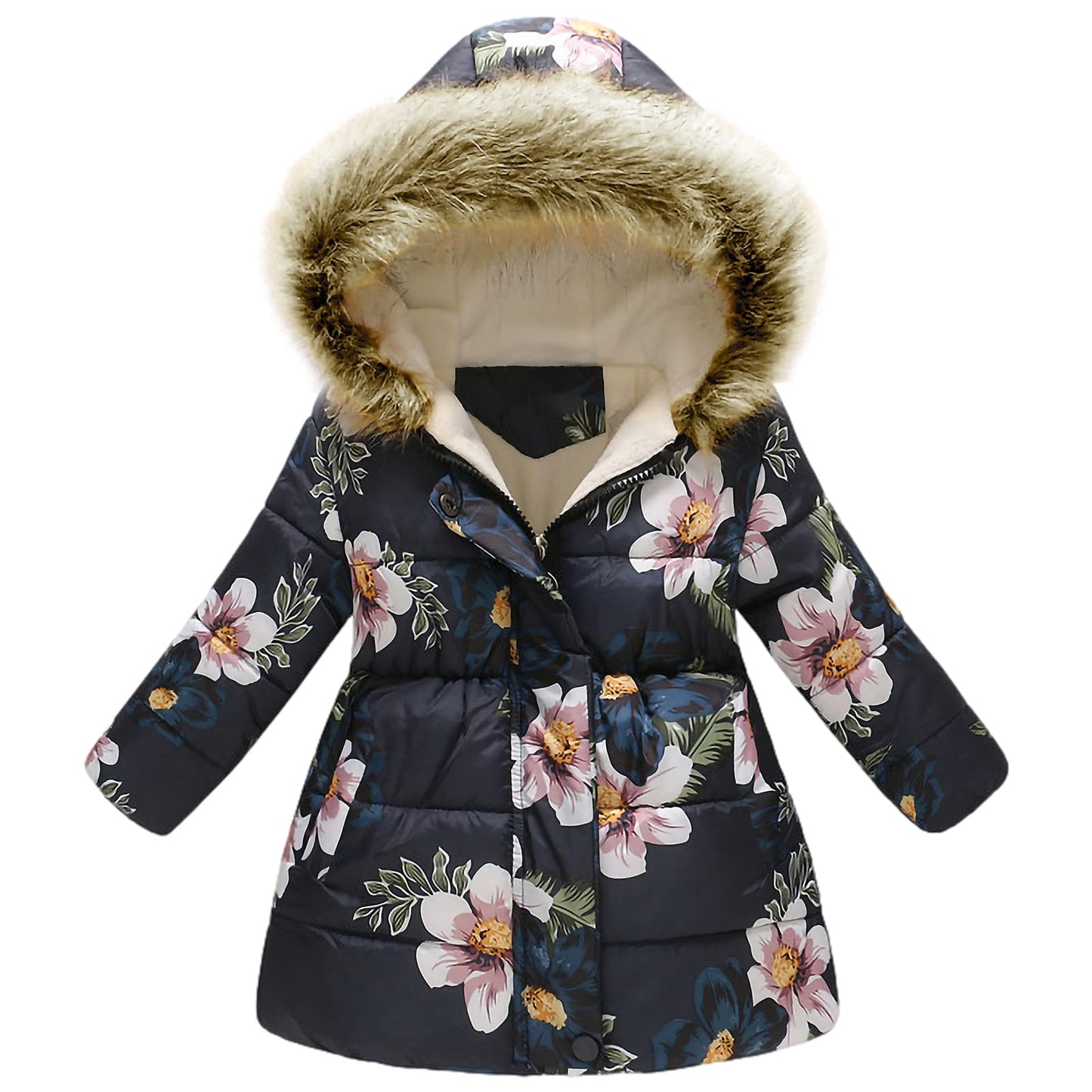 Winter Jacket Girls' Floral Warm Winter Coat Children's Jacket