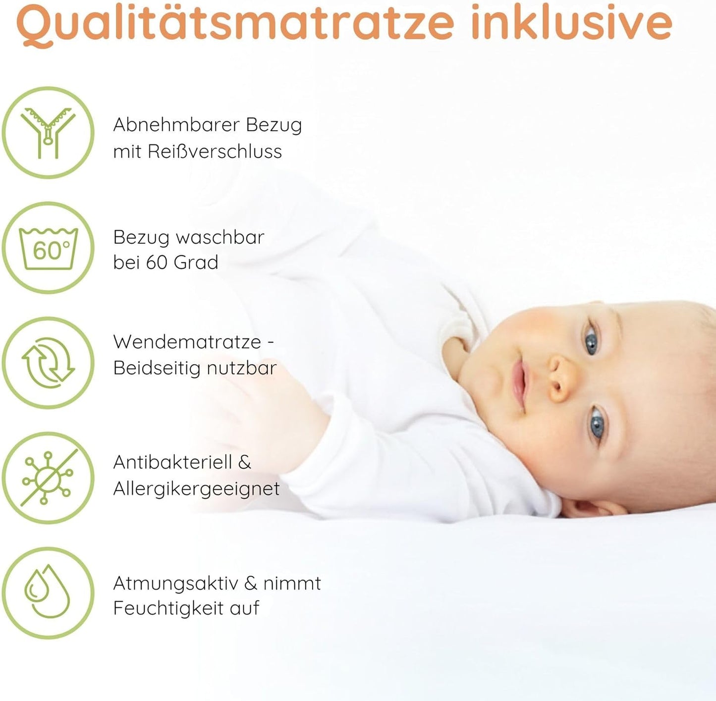 Kids Collective Babybett 60x120 | 70x140 cm, höhenverstellbar 