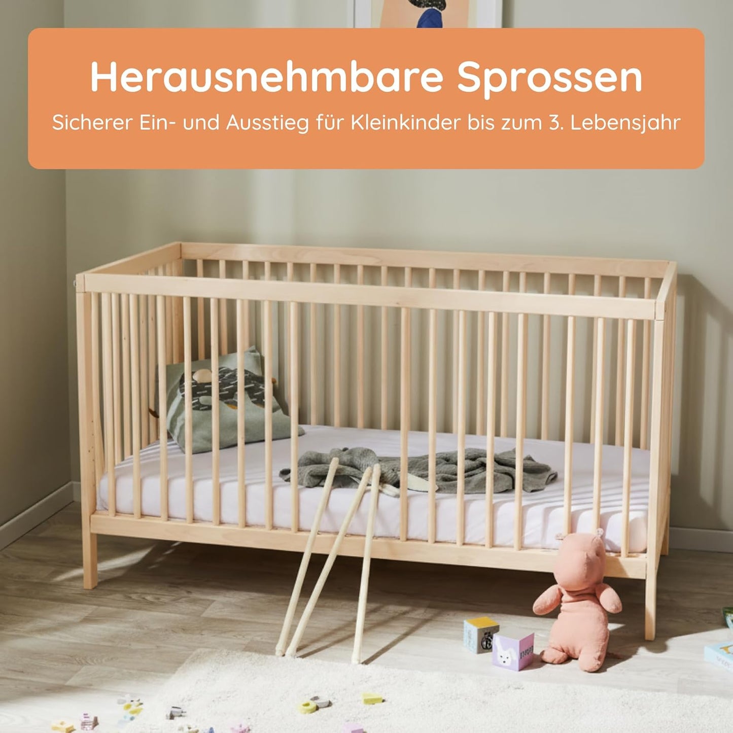 Kids Collective Babybett 60x120 | 70x140 cm, höhenverstellbar 