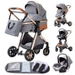 YAZOCO kinderwagen 3 in 1 Buggy Babybett Komplett Set Einem Klick Zusammenklappbarer Kinderwagen, KombiKinderwagen Aluminiumrahmen für Neugeborene 