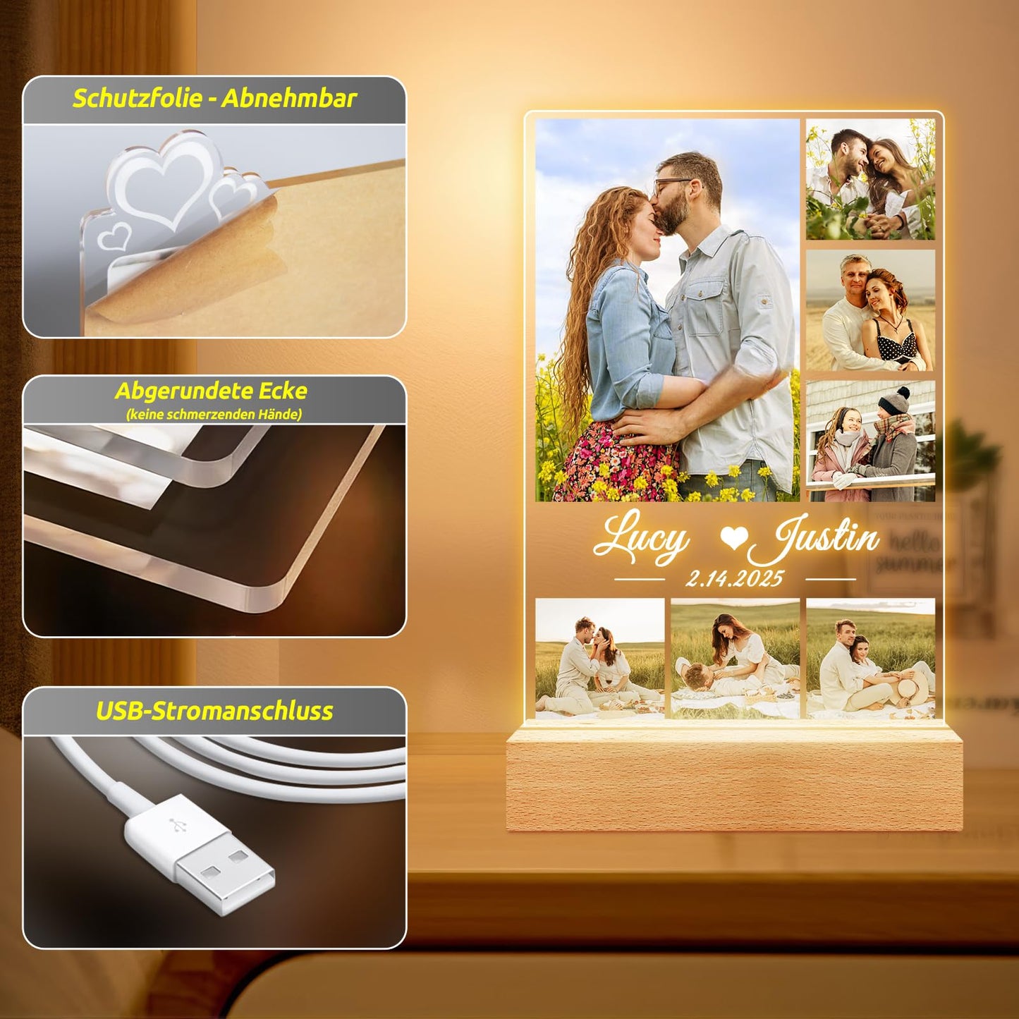 Cadeaux de Noël personnalisés pour femmes et hommes, cadre photo avec photo, cadeaux photo