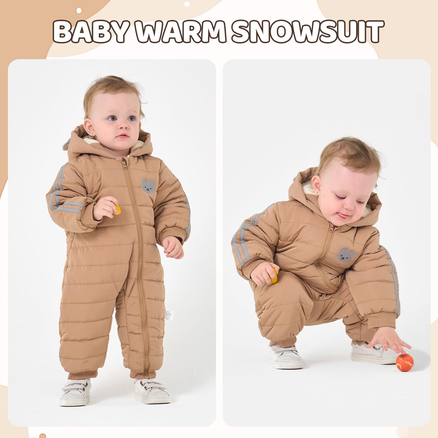 JiAmy Baby Overall Winter, Schneeanzug Baby Jungen Mädchen, Warm Outfits Mit Kapuze