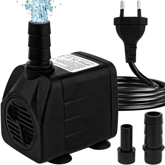 Mini Wasserpumpen, Ultra Leise Aquariumpumpe mit hohem Hub, 2 Düsen für Aquarien 