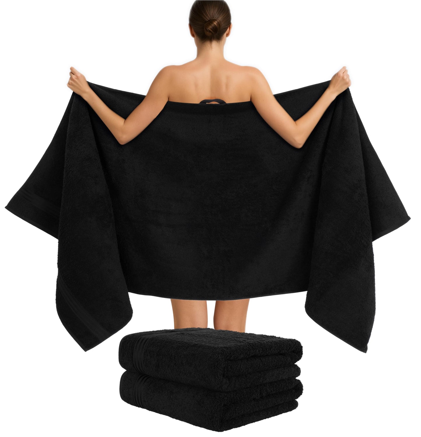 6-teiliges Handtuchset, 100 % Baumwolle, weich, saugfähig, hochwertiges Handtuchset, 2 Badetücher (70 x 140 cm), 4 Handtücher (50 x 100 cm), Weiß 