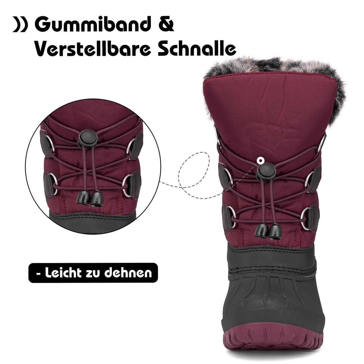 Mishansha Kinder Winterstiefel Gefüttert Wasserdichte Rutschfest Schneestiefel für Mädchen Jungen 