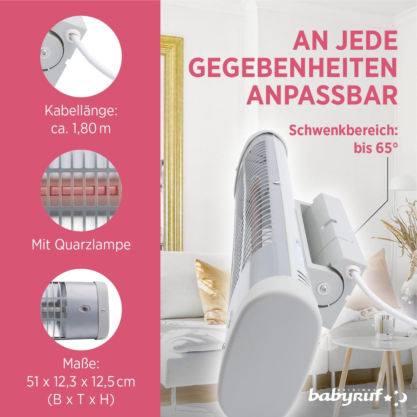 Chauffage bébé Heizstrahler 600 W Chauffage pour table à langer automatique 