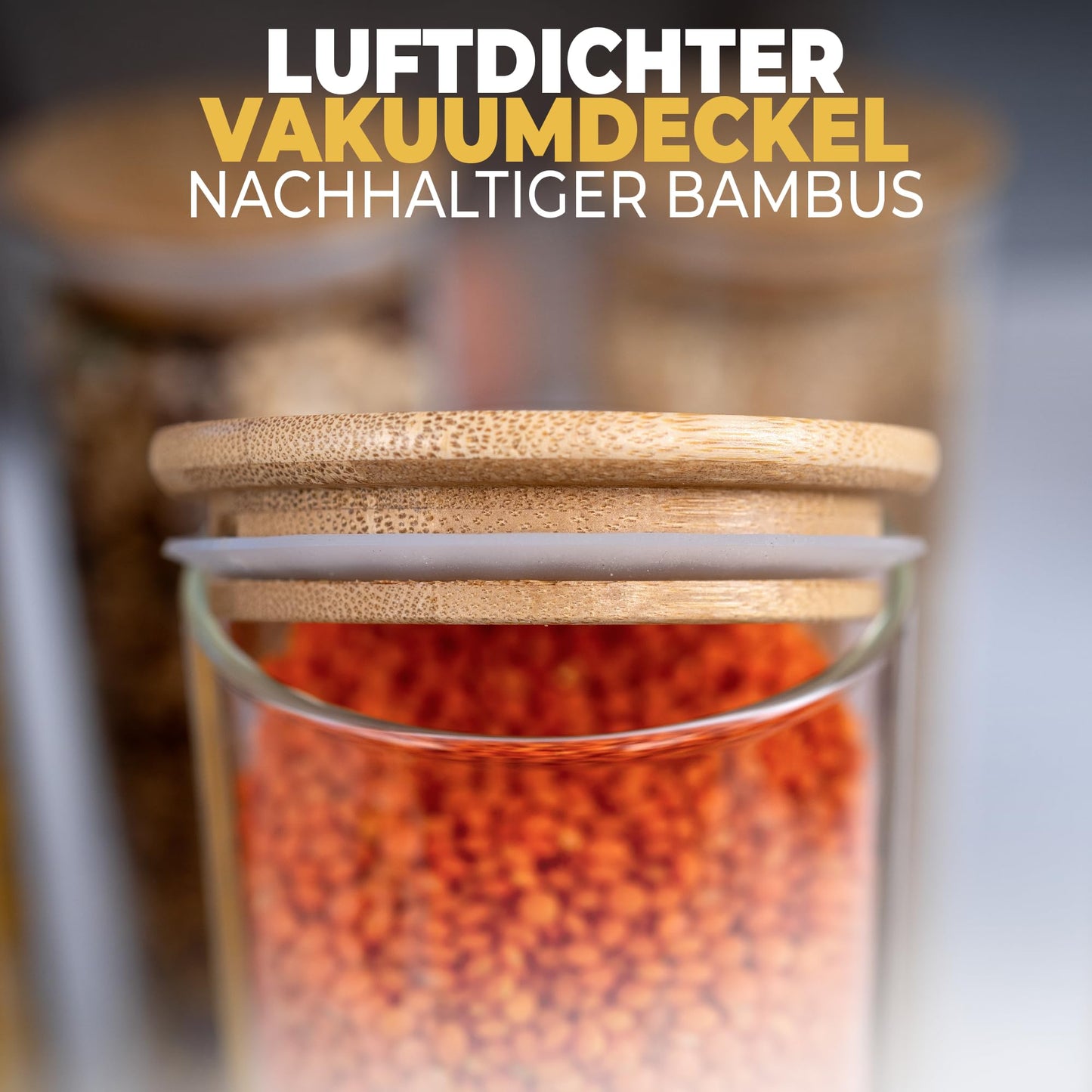 Aufbewahrungsbox Küche für alle Lebensmittel, Küchen Organizer, Vorratsgläser mit Deckel, Eckig - 12er Set, Erhöhte Glasstärke 