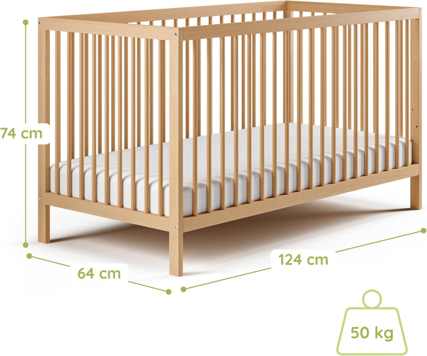 Kids Collective Babybett 60x120 | 70x140 cm, höhenverstellbar 